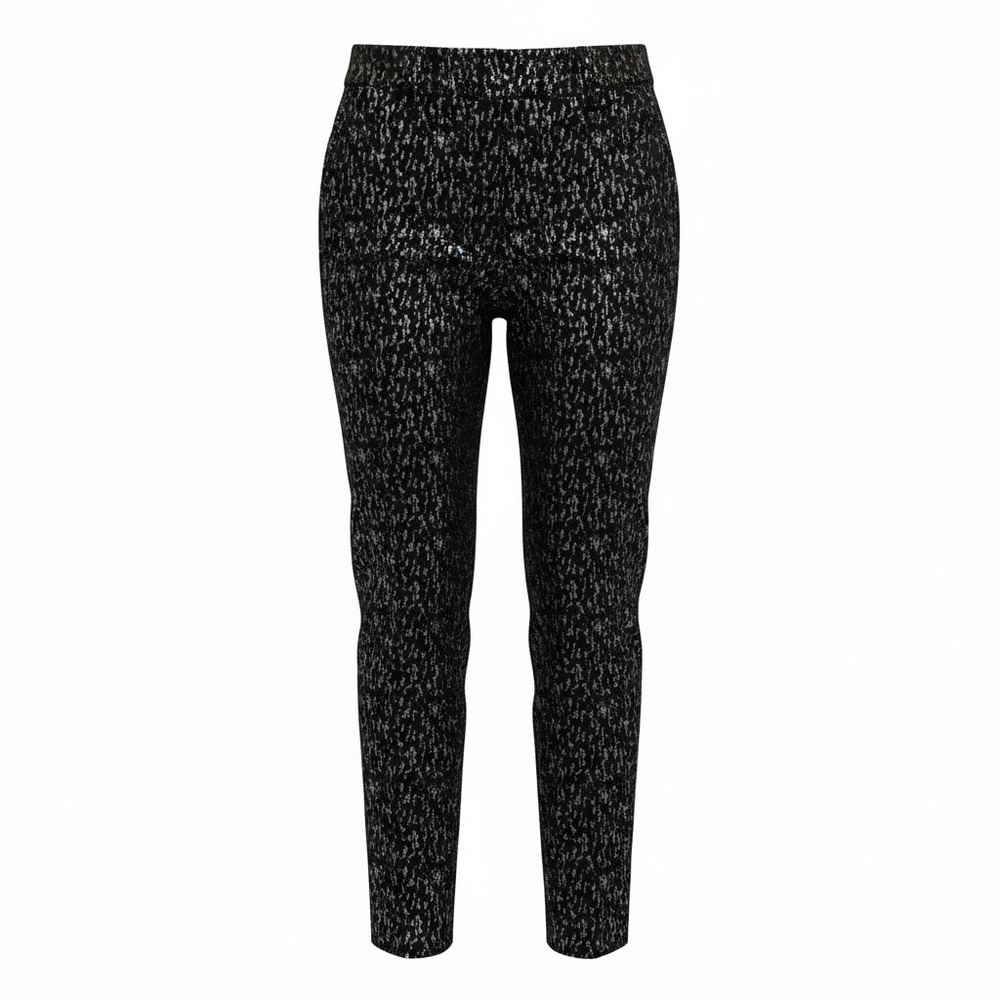 Peck & Peck Black metallic jaguard wave Skinny stretch Pants